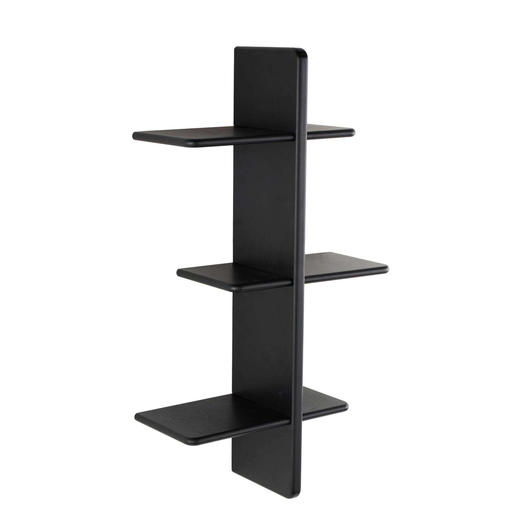 19" x 33" 6 Shelf Black Wood Handmade Wall Hanging Shelf